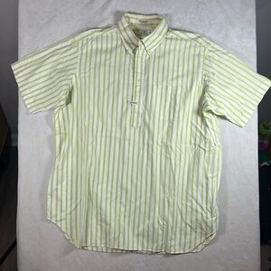 Men's Maus & Hoffman XL Made in USA Popover Striped Short Sleeve Shirt - Green